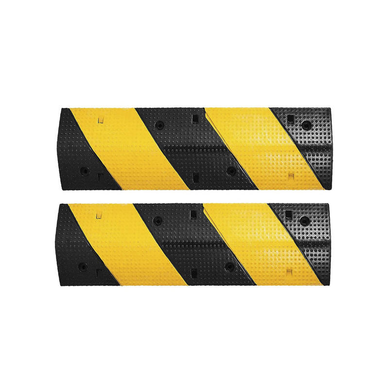 Tope de velocidad de goma modular de alta resistencia, calmante del tráfico, franjas de seguridad negras y amarillas, superficie reflectante