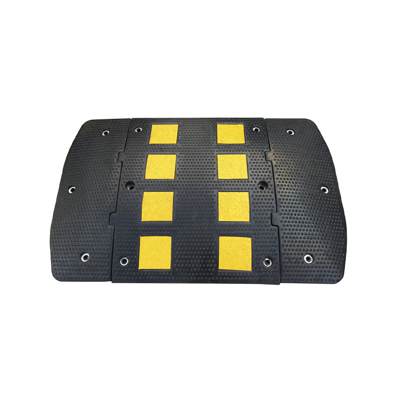Tope de velocidad de goma modular resistente, amarillo y negro de alta visibilidad, calmante del tráfico, seguridad en el estacionamiento