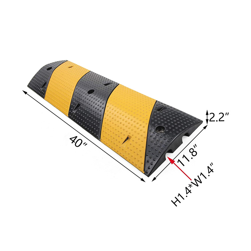 Tope de velocidad de caucho de alta durabilidad, seguridad amarillo y negro, tiras reflectantes para entrada o estacionamiento