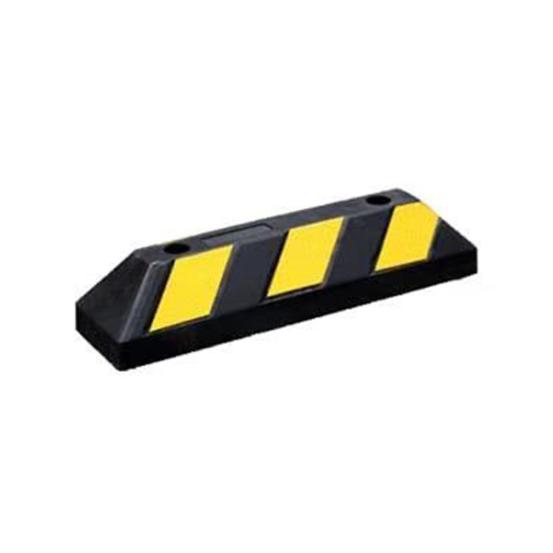 Tope de rueda de guía de estacionamiento de goma resistente con tiras reflectantes de seguridad