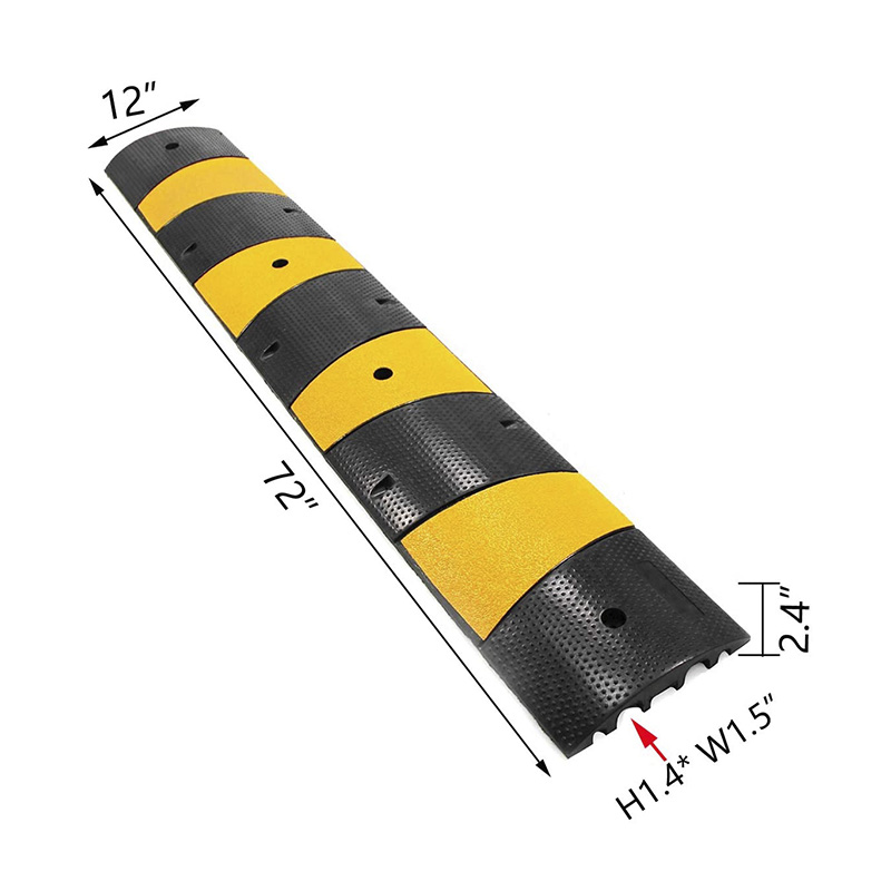 Tope de velocidad de goma de seguridad duradero, amarillo y negro de alta visibilidad, calmante del tráfico, rampa de estacionamiento y entrada