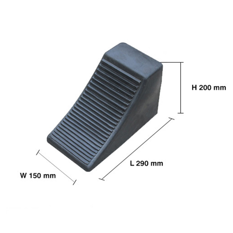 Calzo de rueda de goma resistente negro, cuña de seguridad antideslizante, tope para vehículos industriales