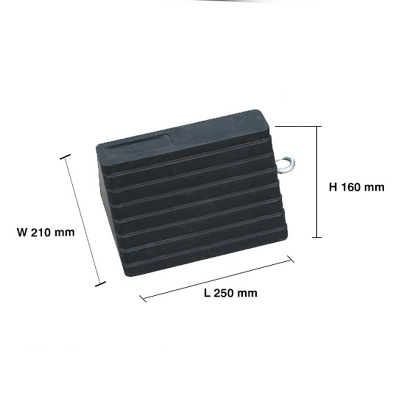 Calzo de rueda de goma resistente con crestas, cuña de seguridad antideslizante para camiones y remolques