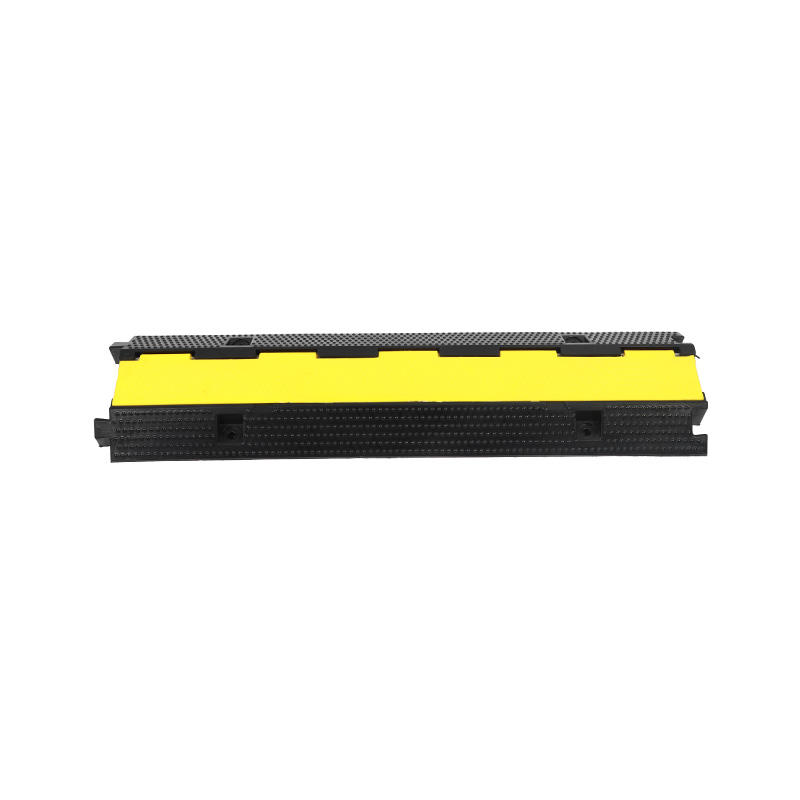 Rampa protectora de cables modular de alta resistencia, cubierta de cables, protección de cables y mangueras de tráfico, amarillo y negro