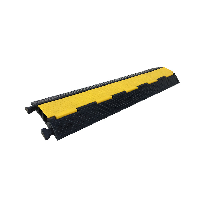 Rampa protectora de cables de 2 canales de alta resistencia, cubierta de cables de tráfico, enclavamiento modular, amarillo y negro