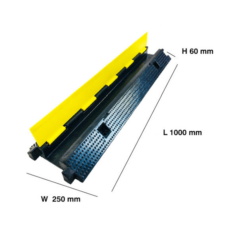 Rampa protectora de cables modular de alta resistencia, cubierta de cables, protección de cables y mangueras de tráfico, amarillo y negro